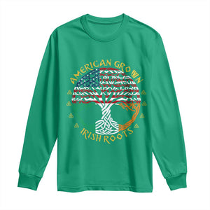 American Grown With Irish Roots Long Sleeve Shirt Irish American Tree TS11 Irish Green Print Your Wear