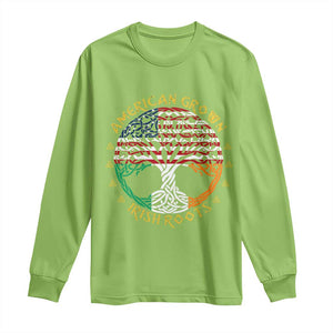 American Grown With Irish Roots Long Sleeve Shirt Irish American Tree TS11 Lime Print Your Wear