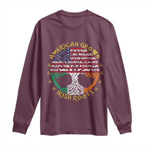 American Grown With Irish Roots Long Sleeve Shirt Irish American Tree TS11 Maroon Print Your Wear