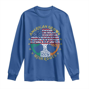 American Grown With Irish Roots Long Sleeve Shirt Irish American Tree TS11 Royal Blue Print Your Wear