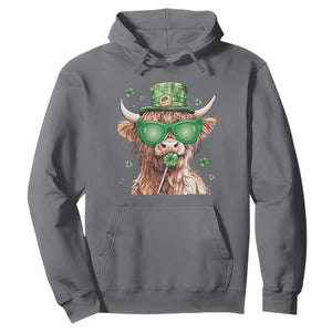 Funny St Patrick's Day Highland Cow Shamrock Hoodie TS11 Charcoal Print Your Wear