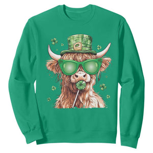 Funny St Patrick's Day Highland Cow Shamrock Sweatshirt TS11 Irish Green Print Your Wear