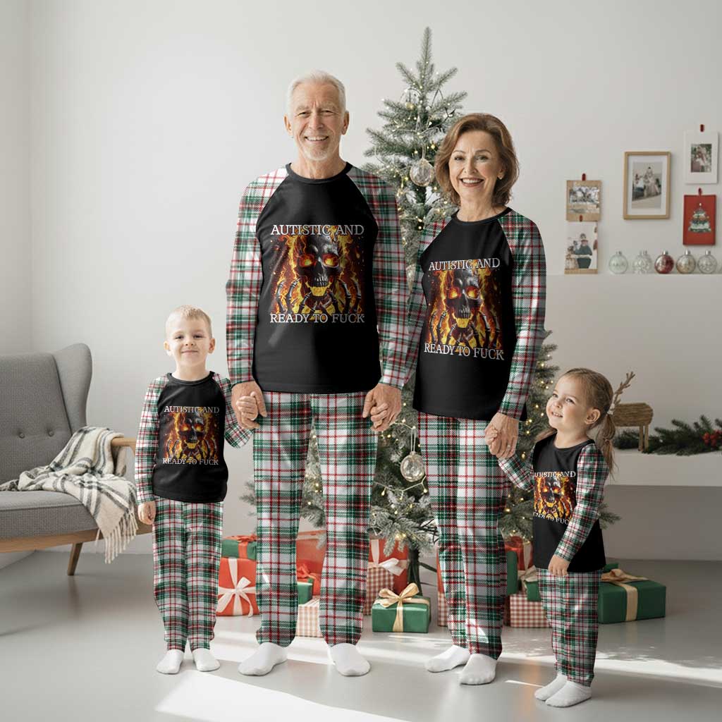 Funny Autistic Fire Skeleton Plaid Pajama Set Autism Humor Joke TS11 Christmas Plaid Print Your Wear