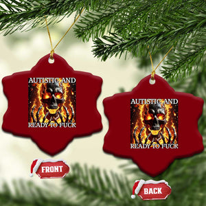 Funny Autistic Fire Skeleton Ceramic Ornament Autism Humor Joke TS11 Print Your Wear