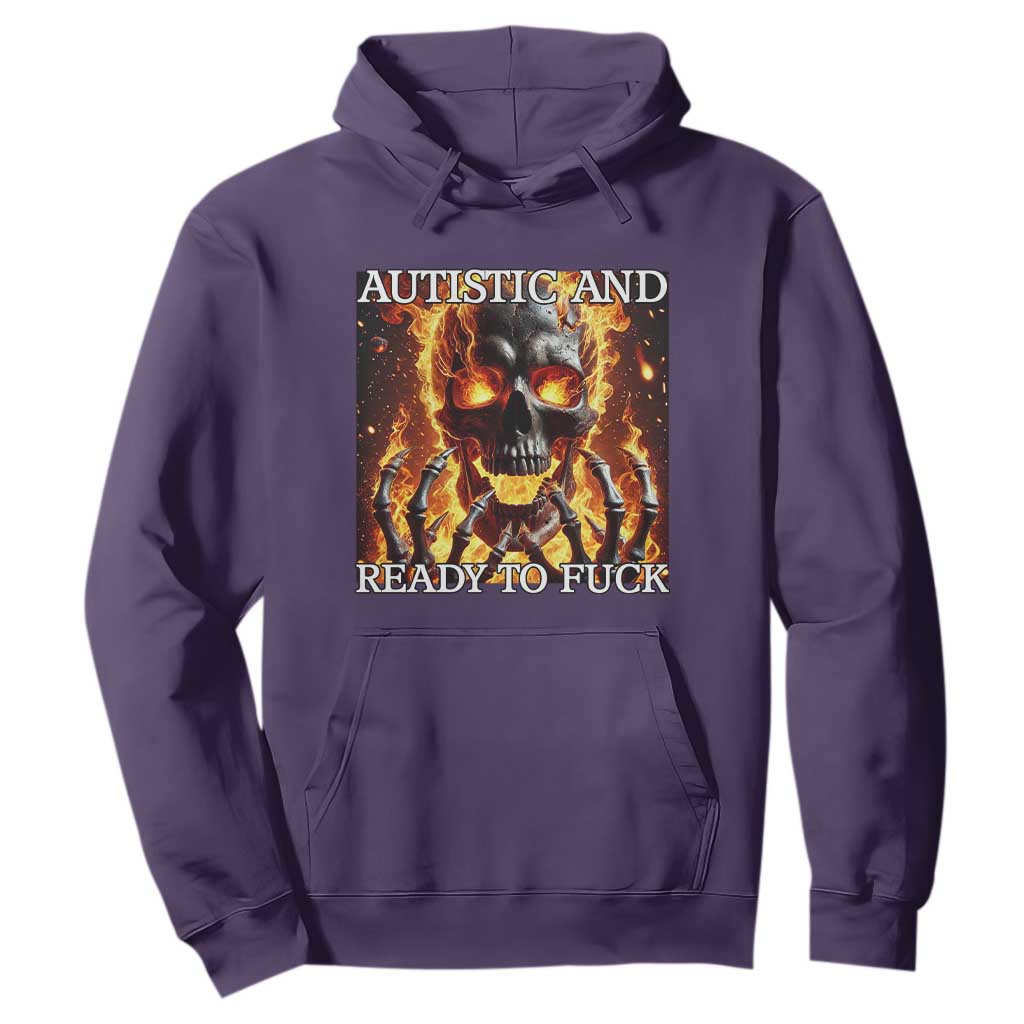 Funny Autistic Fire Skeleton Hoodie Autism Humor Joke TS11 Purple Print Your Wear