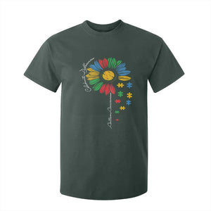 Autism Awareness Celebrate Differences T Shirt For Kid Sunflower Puzzle Pieces TS11 Dark Forest Green Print Your Wear