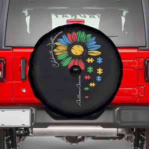 Autism Awareness Celebrate Differences Spare Tire Cover Sunflower Puzzle Pieces TS11 Black Print Your Wear