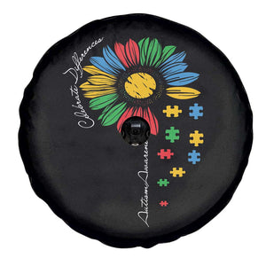 Autism Awareness Celebrate Differences Spare Tire Cover Sunflower Puzzle Pieces TS11 Print Your Wear