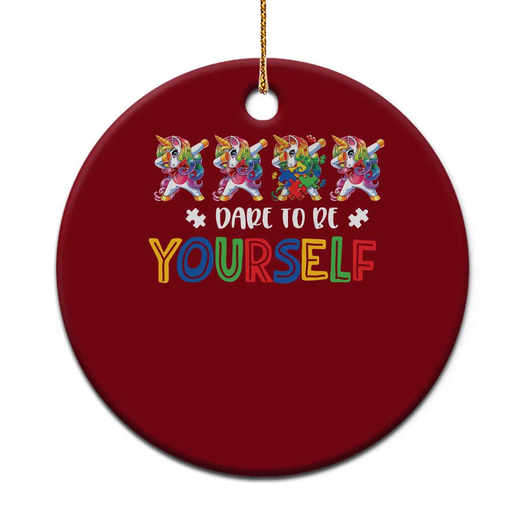 Funny Autism Awareness Dare To Be Yourself Ceramic Ornament Dabbing Unicorn TS11 1pc Red Print Your Wear