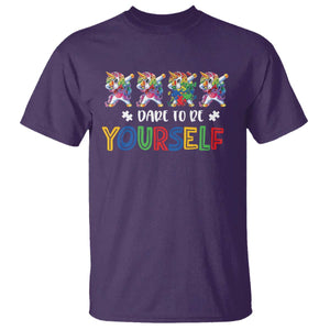Funny Autism Awareness Dare To Be Yourself T Shirt Dabbing Unicorn TS11 Purple Print Your Wear