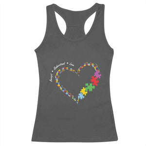 Autism Awareness Accept Understand Love Racerback Tank Top Love Heart Puzzle Pieces TS11 Dark Heather Print Your Wear