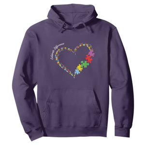Autism Awareness Celebrate Differences Hoodie Love Heart Puzzle Pieces TS11 Purple Print Your Wear