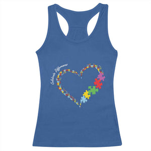 Autism Awareness Celebrate Differences Racerback Tank Top Love Heart Puzzle Pieces TS11 Royal Blue Print Your Wear