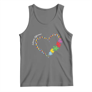 Autism Awareness Celebrate Differences Tank Top Love Heart Puzzle Pieces TS11 Black Heather Print Your Wear