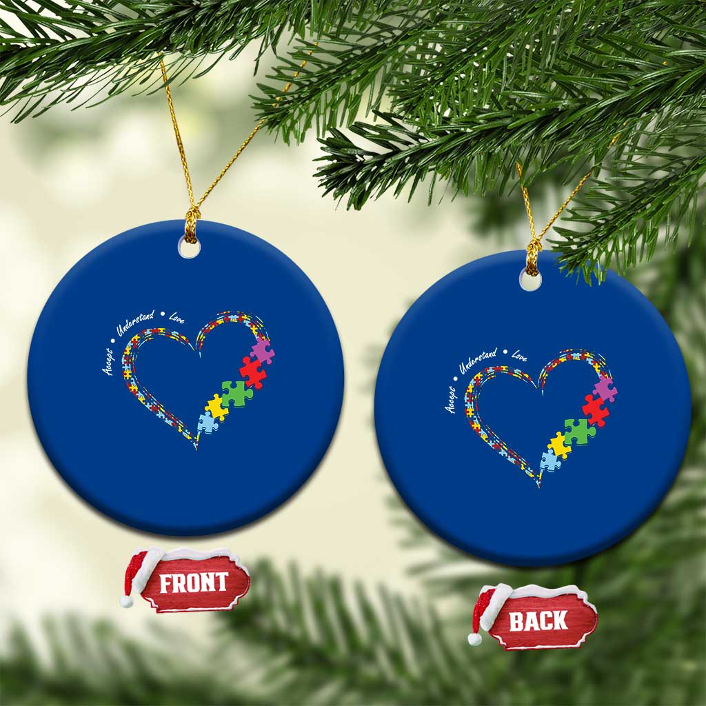 Autism Awareness Accept Understand Love Ceramic Ornament Love Heart Puzzle Pieces TS11 1pc Blue Print Your Wear
