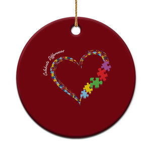 Autism Awareness Celebrate Differences Ceramic Ornament Love Heart Puzzle Pieces TS11 1pc Red Print Your Wear