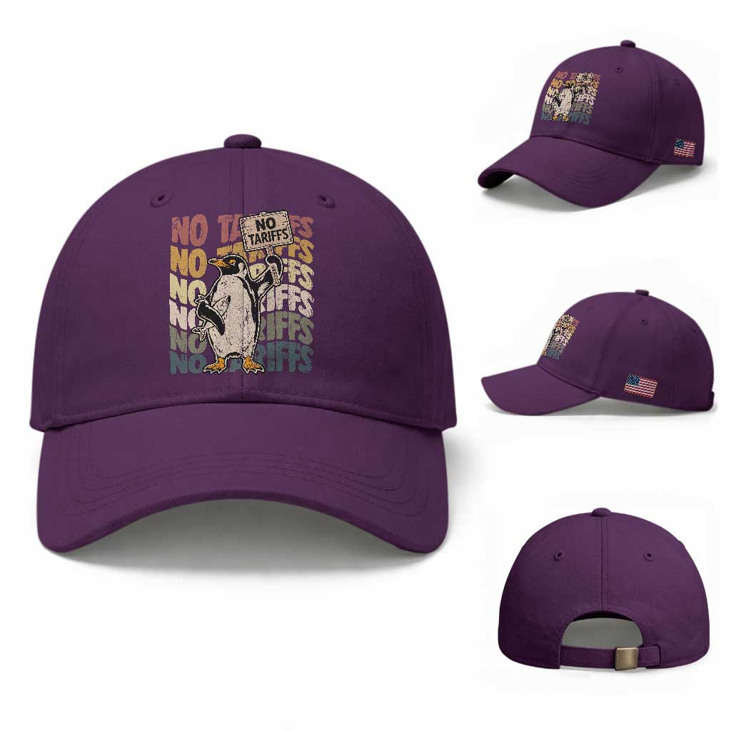 Funny Resist Penguins Baseball Cap No Tariffs On Penguin TS11 Baseball Cap Universal Fit Purple Print Your Wear