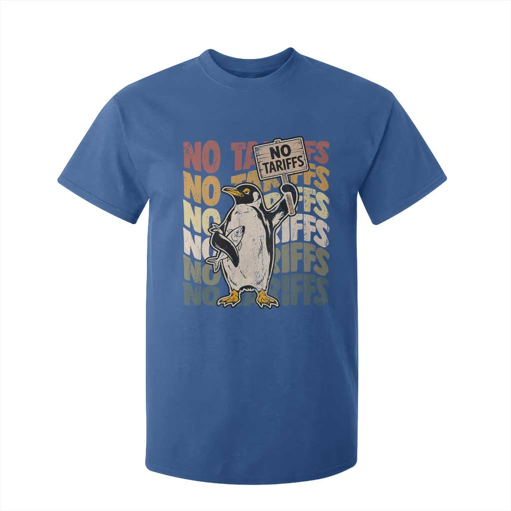 Funny Resist Penguins T Shirt For Kid No Tariffs On Penguin TS11 Royal Blue Print Your Wear