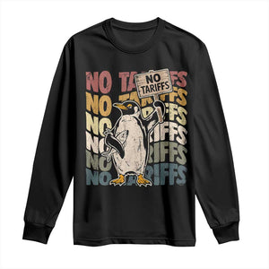Funny Resist Penguins Long Sleeve Shirt No Tariffs On Penguin TS11 Black Print Your Wear