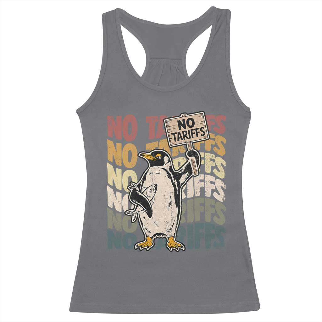 Funny Resist Penguins Racerback Tank Top No Tariffs On Penguin TS11 Charcoal Print Your Wear