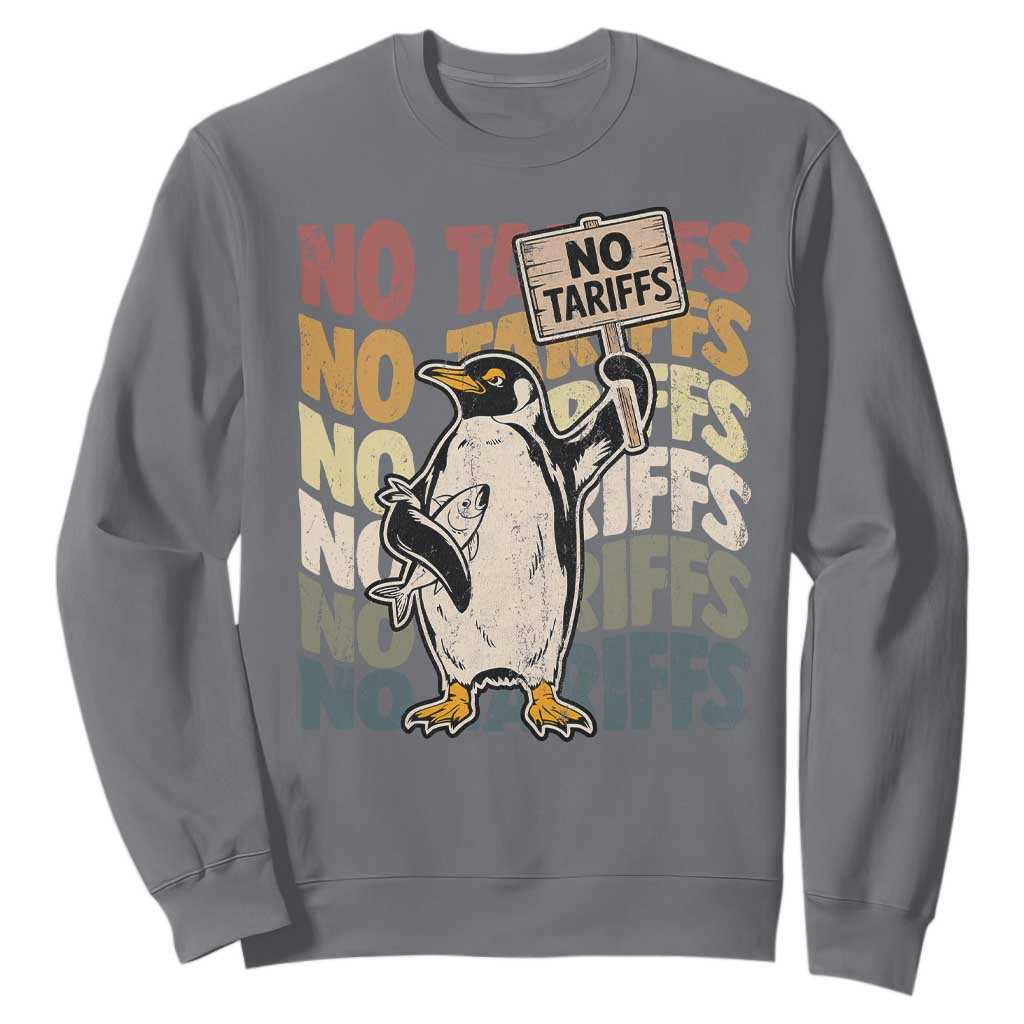 Funny Resist Penguins Sweatshirt No Tariffs On Penguin TS11 Charcoal Print Your Wear