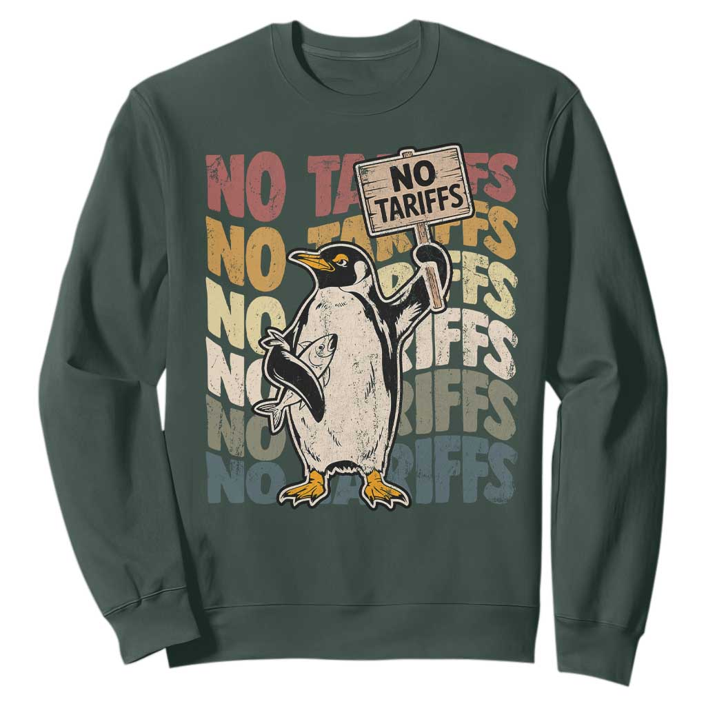 Funny Resist Penguins Sweatshirt No Tariffs On Penguin TS11 Dark Forest Green Print Your Wear