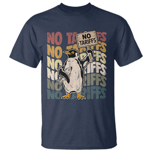 Funny Resist Penguins T Shirt No Tariffs On Penguin TS11 Navy Print Your Wear