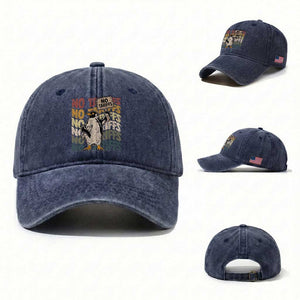 Funny Resist Penguins Washed Cotton Baseball Cap No Tariffs On Penguin TS11 Washed Cap Universal Fit Navy Print Your Wear
