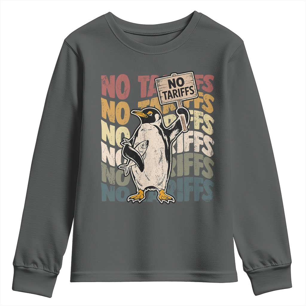 Funny Resist Penguins Youth Sweatshirt No Tariffs On Penguin TS11 Dark Heather Print Your Wear