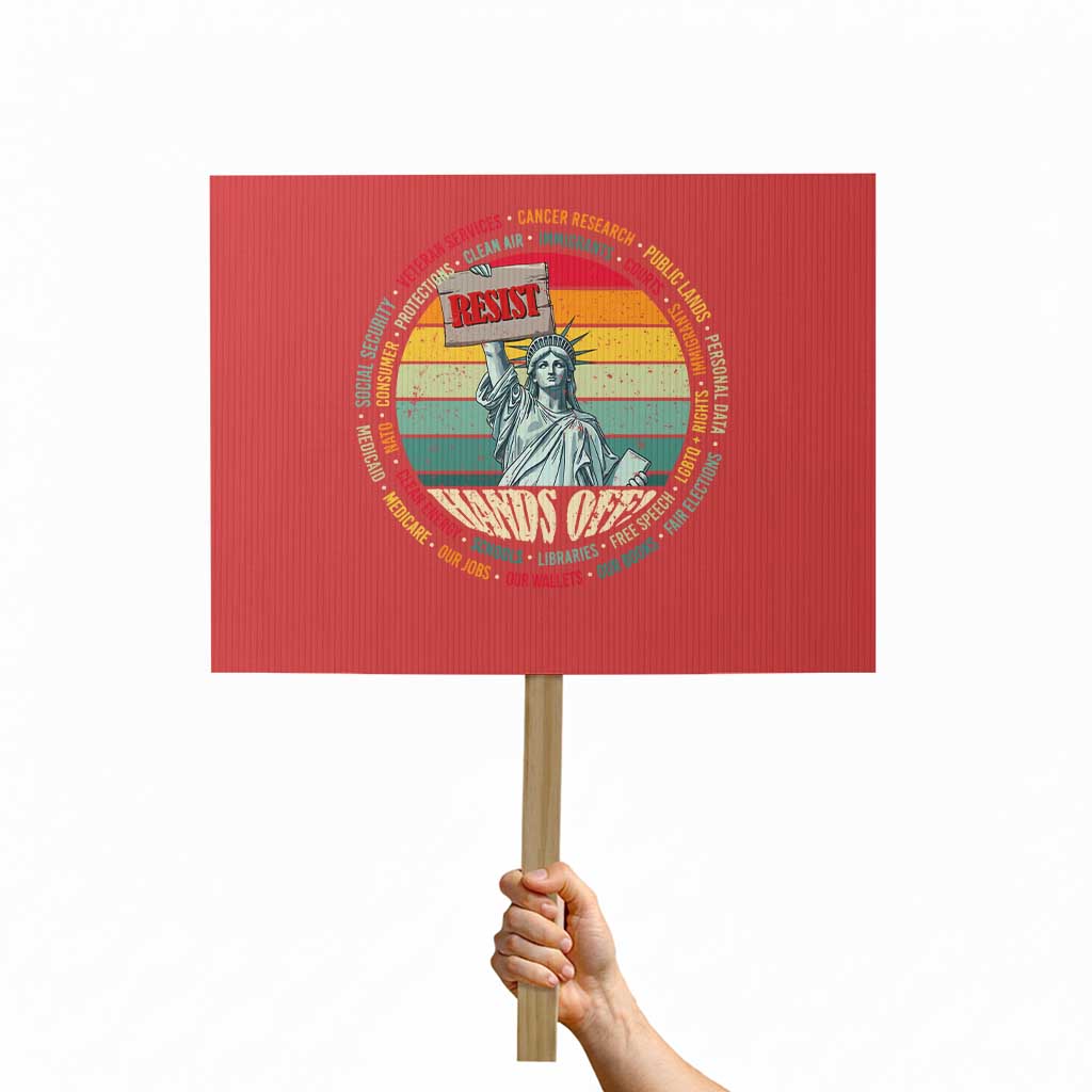 Funny Hands Off Protest Sign Resist Vintage Statue Of Liberty TS11 Horizontal 18
