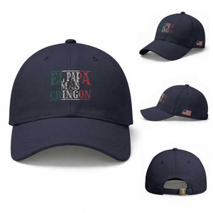 Funny El Papa Mas Chingon Baseball Cap Best Mexican Dad Father's Day Mexican Flag TS11 Baseball Cap Universal Fit Navy Print Your Wear