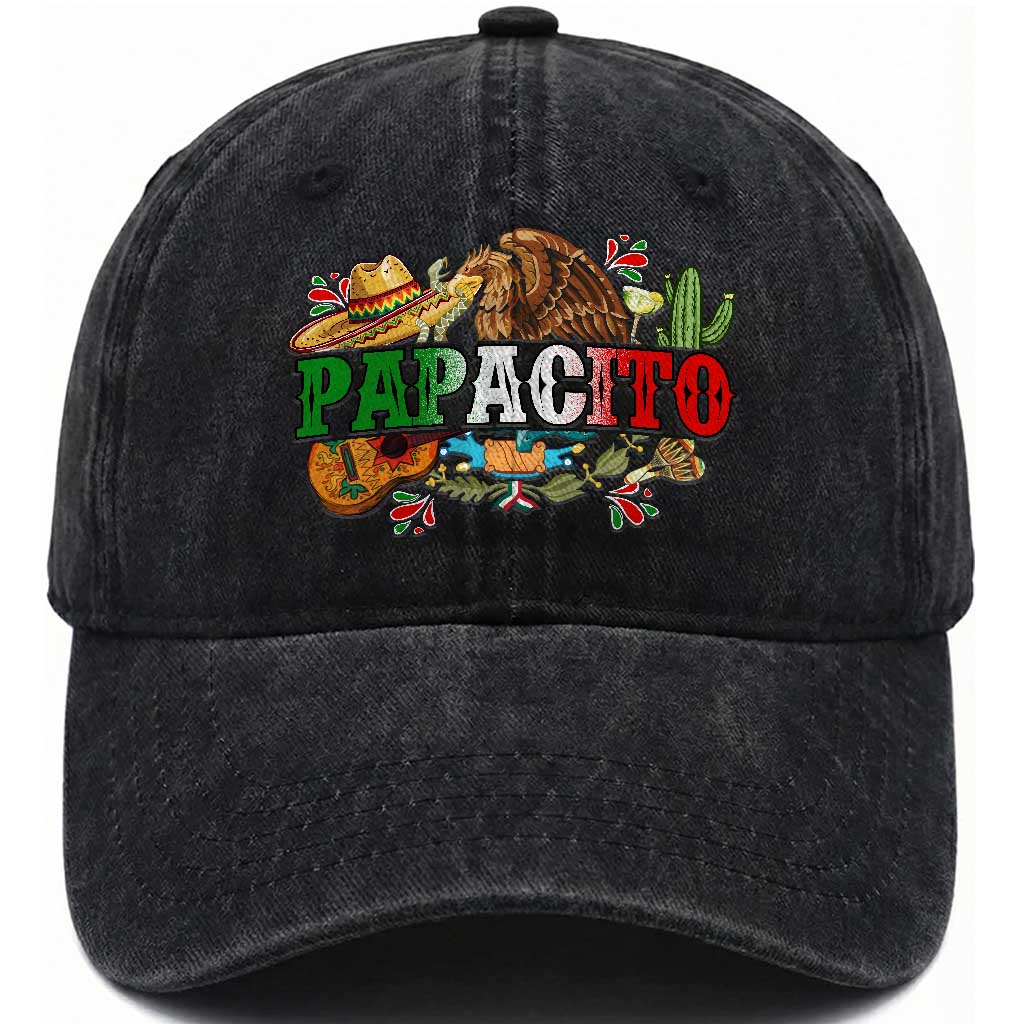Funny Mexican Dad Papacito Washed Cotton Baseball Cap Cinco De Mayo Golden Eagle Sombrero TS11 Print Your Wear