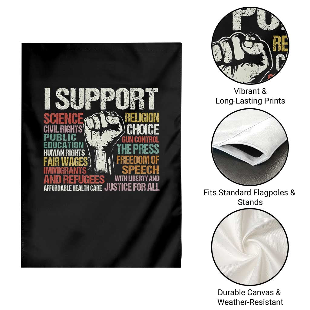 I Support Progressive Liberal Human Rights Garden Flag Vintage Hand Fist TS11 Print Your Wear
