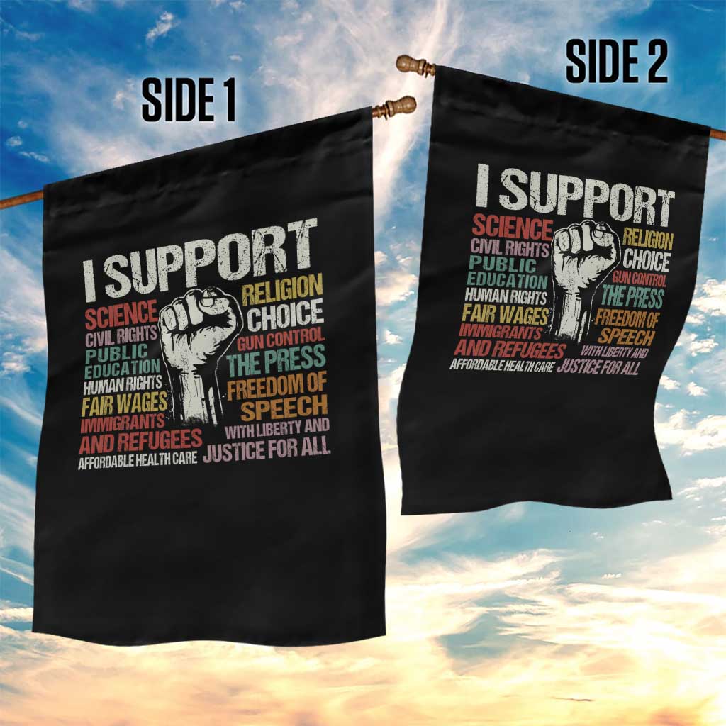 I Support Progressive Liberal Human Rights Garden Flag Vintage Hand Fist TS11 Print Your Wear