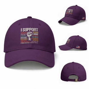 I Support Progressive Liberal Human Rights Baseball Cap Vintage Hand Fist TS11 Baseball Cap Universal Fit Purple Print Your Wear