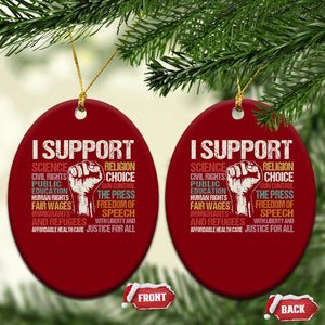 I Support Progressive Liberal Human Rights Ceramic Ornament Vintage Hand Fist TS11 Print Your Wear