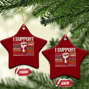 I Support Progressive Liberal Human Rights Ceramic Ornament Vintage Hand Fist TS11 Print Your Wear