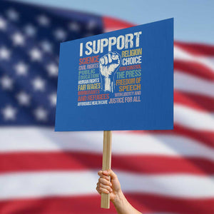 I Support Progressive Liberal Human Rights Protest Sign Vintage Hand Fist TS11 Horizontal 18" × 24" Blue Print Your Wear