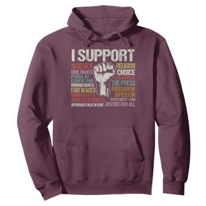 I Support Progressive Liberal Human Rights Hoodie Vintage Hand Fist TS11 Maroon Print Your Wear