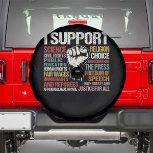 I Support Progressive Liberal Human Rights Spare Tire Cover Vintage Hand Fist TS11 Black Print Your Wear