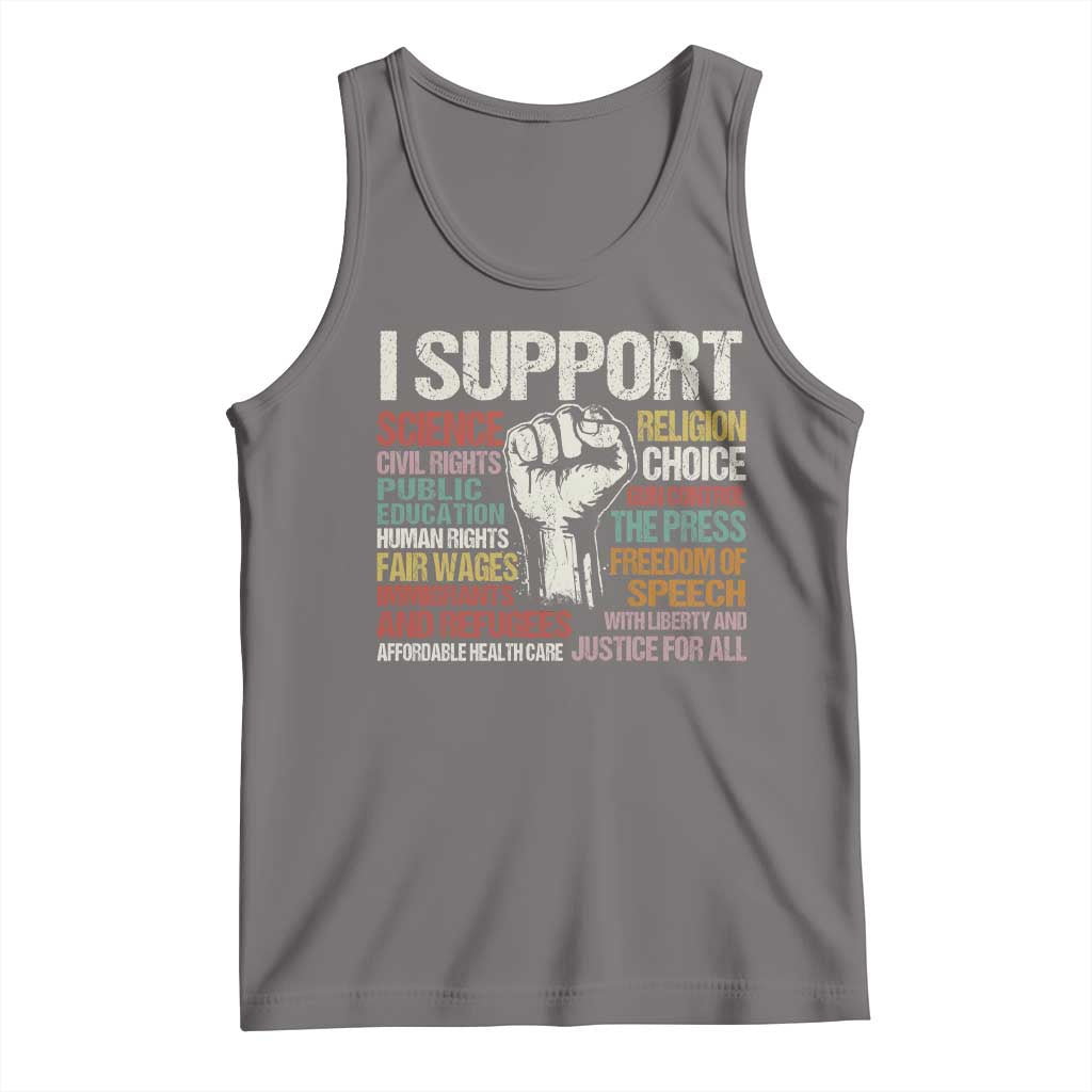 I Support Progressive Liberal Human Rights Tank Top Vintage Hand Fist TS11 Deep Heather Print Your Wear