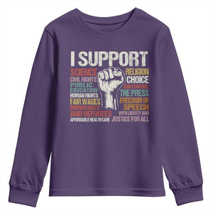 I Support Progressive Liberal Human Rights Youth Sweatshirt Vintage Hand Fist TS11 Purple Print Your Wear
