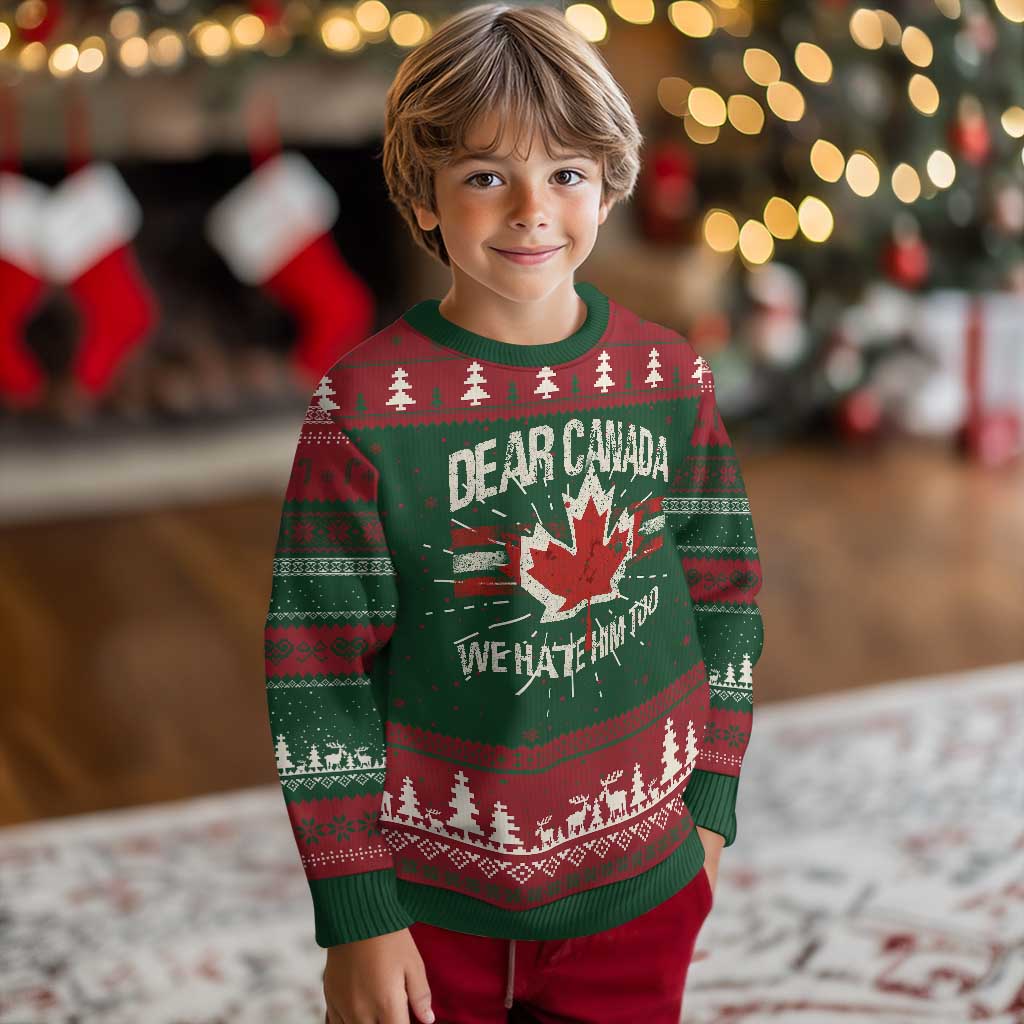 Dear Canada We Hate Him Too Knit Sweatshirt Vintage Maple Leaf TS11 Christmas Print Your Wear