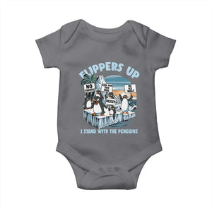 Flippers Up I Stand With The Peinguins Baby Onesie Penguins Tariff Resist TS11 Charcoal Print Your Wear