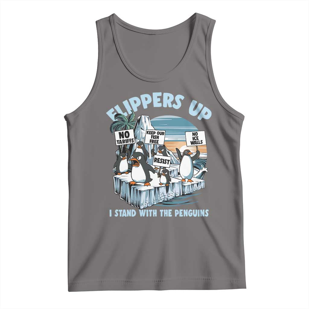 Flippers Up I Stand With The Peinguins Tank Top Penguins Tariff Resist TS11 Deep Heather Print Your Wear
