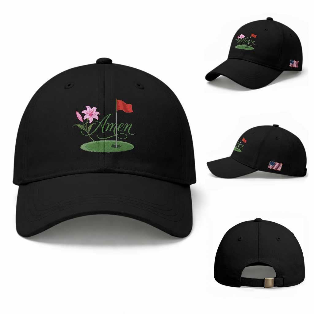 Amen Funny Golf Baseball Cap Azalea Floral Augusta Georgia for Golfers TS11 Baseball Cap Universal Fit Black Print Your Wear