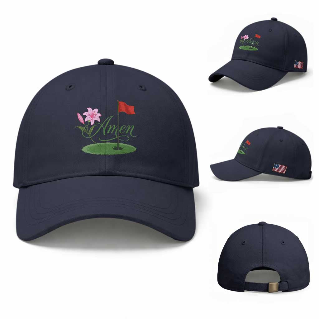 Amen Funny Golf Baseball Cap Azalea Floral Augusta Georgia for Golfers TS11 Baseball Cap Universal Fit Navy Print Your Wear