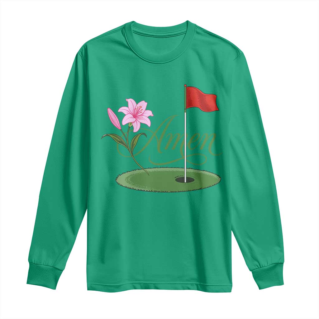 Amen Funny Golf Long Sleeve Shirt Azalea Floral Augusta Georgia for Golfers TS11 Irish Green Print Your Wear