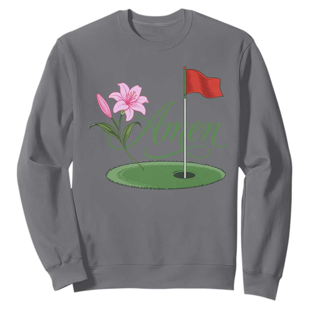 Amen Funny Golf Sweatshirt Azalea Floral Augusta Georgia for Golfers TS11 Charcoal Print Your Wear