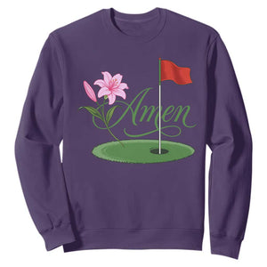 Amen Funny Golf Sweatshirt Azalea Floral Augusta Georgia for Golfers TS11 Purple Print Your Wear